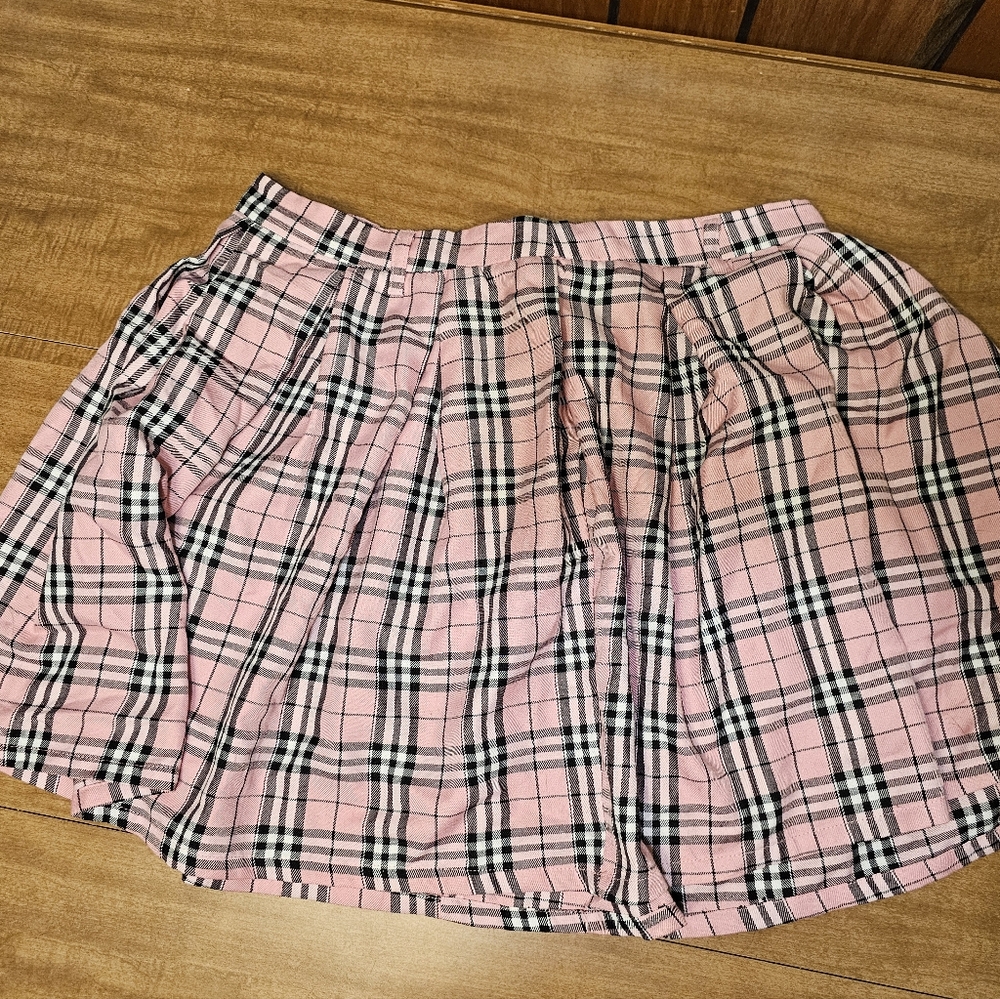Hot Topic Pink Plaid Mini Skirt
